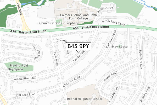 B45 9PY map - large scale - OS Open Zoomstack (Ordnance Survey)