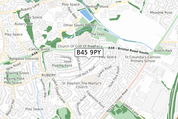 B45 9PY map - small scale - OS Open Zoomstack (Ordnance Survey)