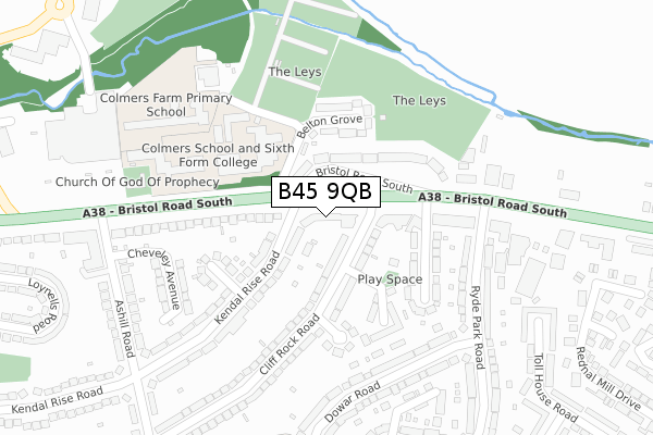 B45 9QB map - large scale - OS Open Zoomstack (Ordnance Survey)