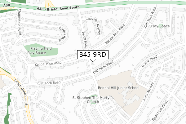 B45 9RD map - large scale - OS Open Zoomstack (Ordnance Survey)