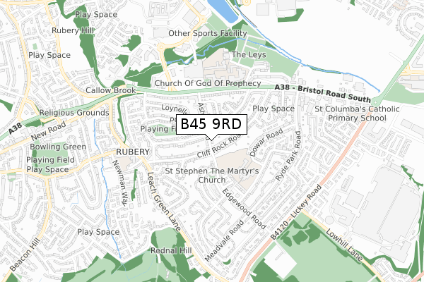 B45 9RD map - small scale - OS Open Zoomstack (Ordnance Survey)