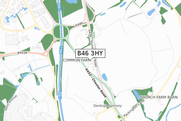 B46 3HY map - small scale - OS Open Zoomstack (Ordnance Survey)