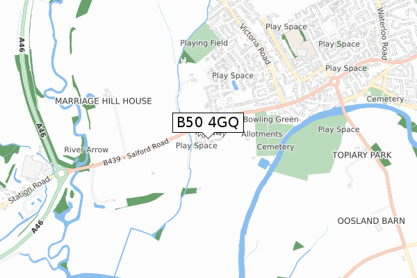 B50 4GQ map - small scale - OS Open Zoomstack (Ordnance Survey)
