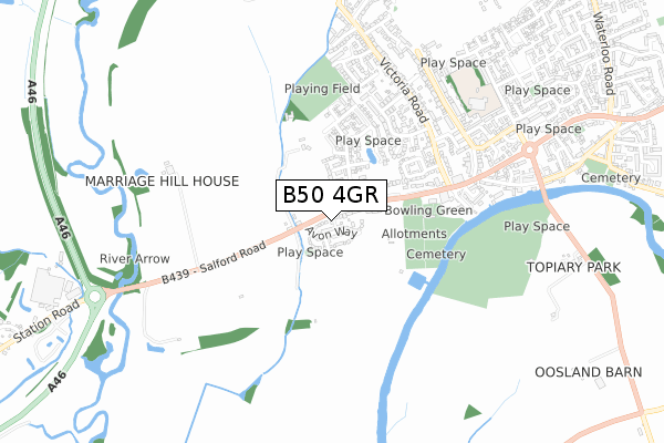 B50 4GR map - small scale - OS Open Zoomstack (Ordnance Survey) B50 4GR map - small scale - OS Open Zoomstack (Ordnance Survey)