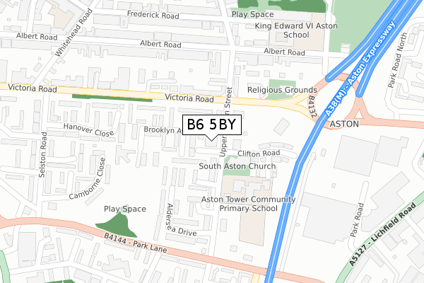 B6 5BY map - large scale - OS Open Zoomstack (Ordnance Survey)