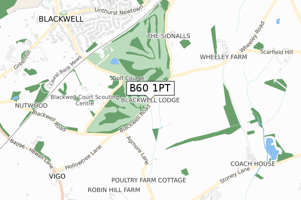 B60 1PT map - small scale - OS Open Zoomstack (Ordnance Survey)