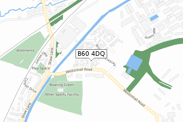 B60 4DQ map - large scale - OS Open Zoomstack (Ordnance Survey)