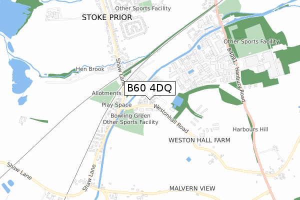 B60 4DQ map - small scale - OS Open Zoomstack (Ordnance Survey)