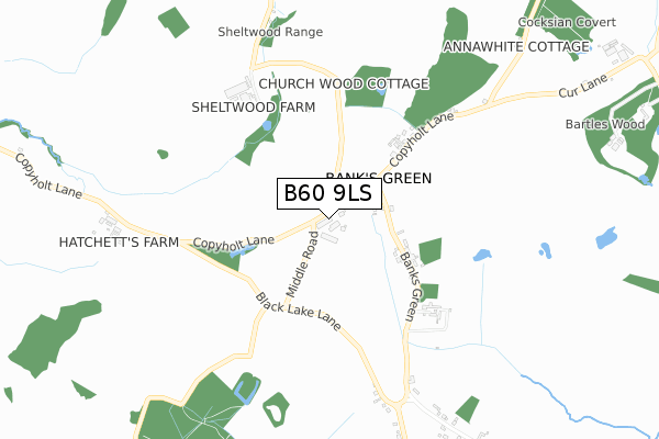 B60 9LS map - small scale - OS Open Zoomstack (Ordnance Survey)