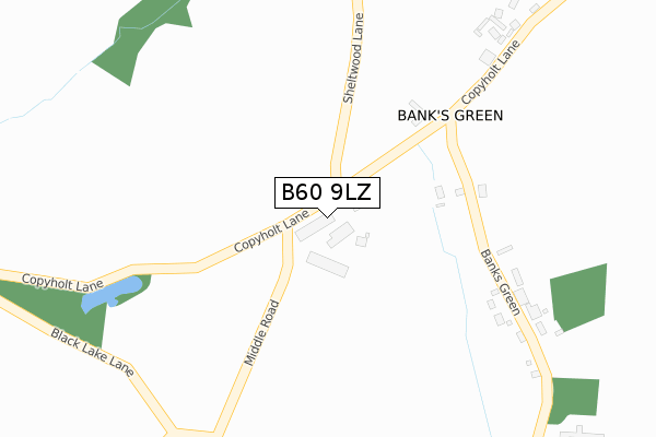 B60 9LZ map - large scale - OS Open Zoomstack (Ordnance Survey)