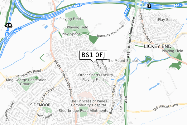 B61 0FJ map - small scale - OS Open Zoomstack (Ordnance Survey) B61 0FJ map - small scale - OS Open Zoomstack (Ordnance Survey)