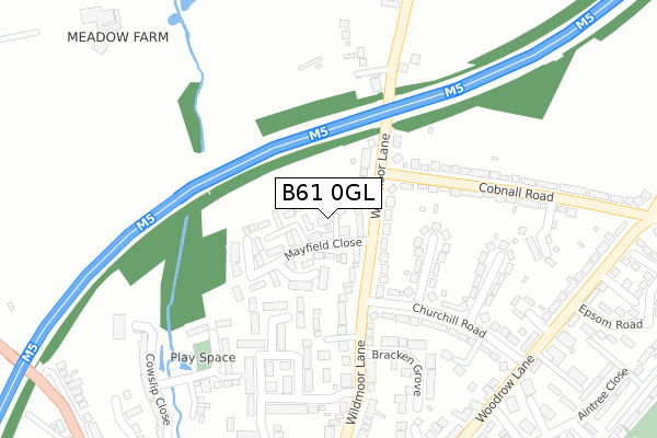 B61 0GL map - large scale - OS Open Zoomstack (Ordnance Survey)