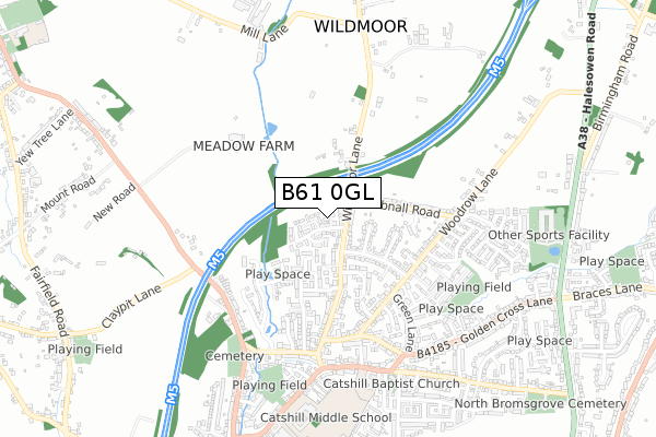 B61 0GL map - small scale - OS Open Zoomstack (Ordnance Survey)