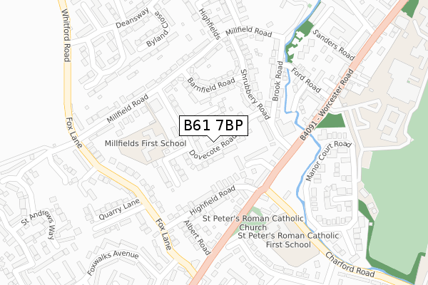 B61 7BP map - large scale - OS Open Zoomstack (Ordnance Survey)
