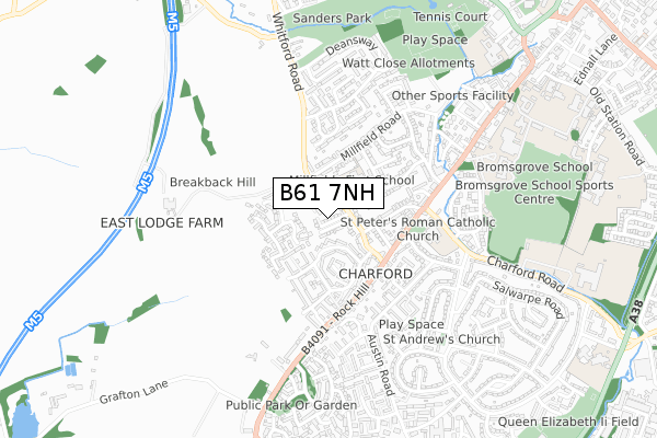 B61 7NH map - small scale - OS Open Zoomstack (Ordnance Survey)