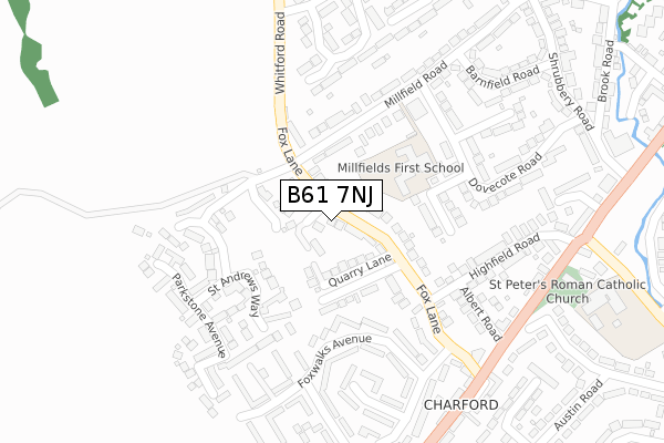 B61 7NJ map - large scale - OS Open Zoomstack (Ordnance Survey)