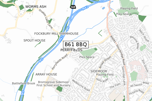 B61 8BQ map - small scale - OS Open Zoomstack (Ordnance Survey) B61 8BQ map - small scale - OS Open Zoomstack (Ordnance Survey)