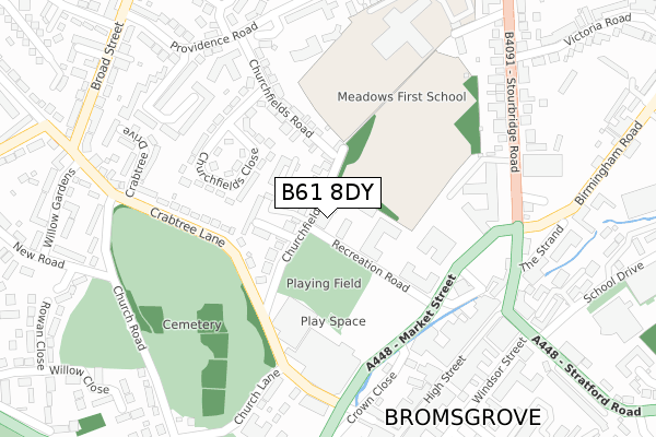 B61 8DY map - large scale - OS Open Zoomstack (Ordnance Survey)