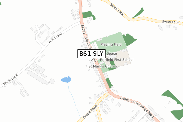 B61 9LY map - large scale - OS Open Zoomstack (Ordnance Survey)