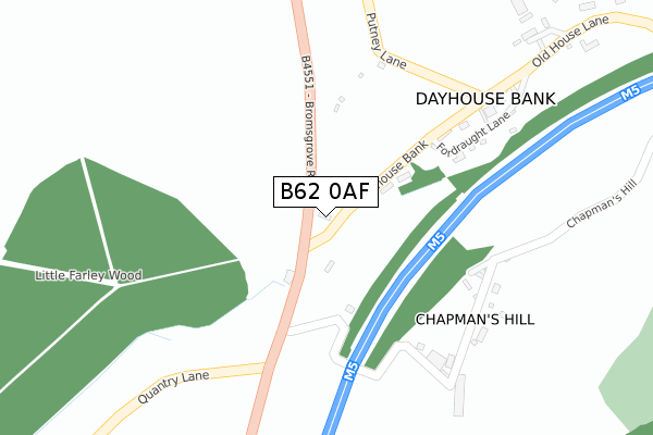 B62 0AF map - large scale - OS Open Zoomstack (Ordnance Survey)