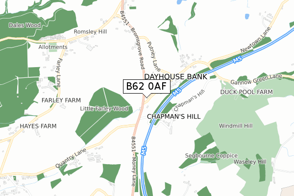 B62 0AF map - small scale - OS Open Zoomstack (Ordnance Survey)