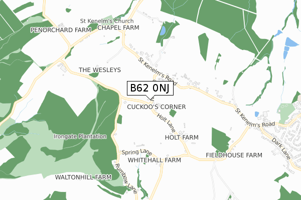 B62 0NJ map - small scale - OS Open Zoomstack (Ordnance Survey)