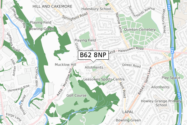 B62 8NP map - small scale - OS Open Zoomstack (Ordnance Survey)
