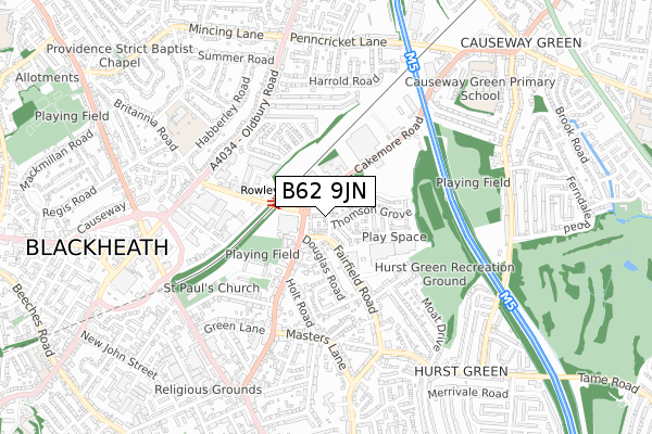 B62 9JN map - small scale - OS Open Zoomstack (Ordnance Survey) B62 9JN map - small scale - OS Open Zoomstack (Ordnance Survey)
