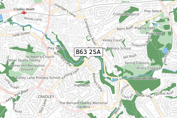 B63 2SA map - small scale - OS Open Zoomstack (Ordnance Survey)