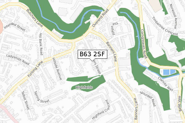 B63 2SF map - large scale - OS Open Zoomstack (Ordnance Survey)