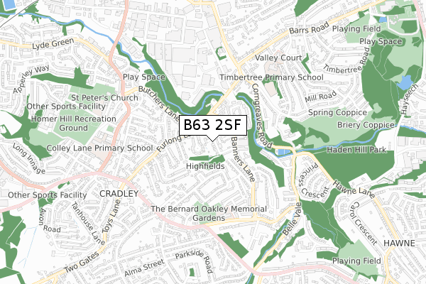 B63 2SF map - small scale - OS Open Zoomstack (Ordnance Survey)