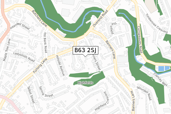 B63 2SJ map - large scale - OS Open Zoomstack (Ordnance Survey)