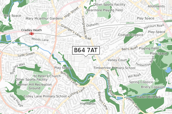 B64 7AT map - small scale - OS Open Zoomstack (Ordnance Survey)