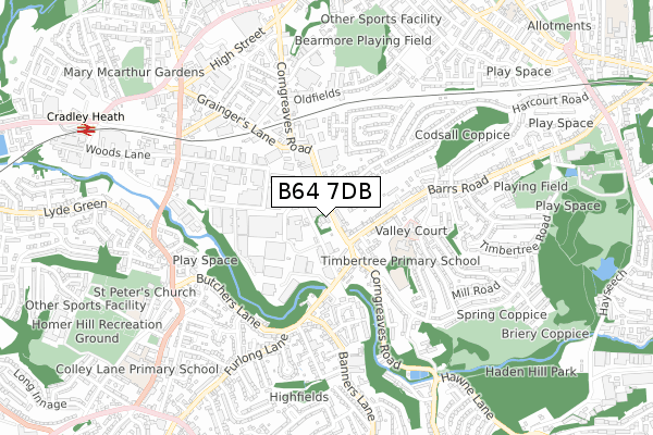 B64 7DB map - small scale - OS Open Zoomstack (Ordnance Survey)