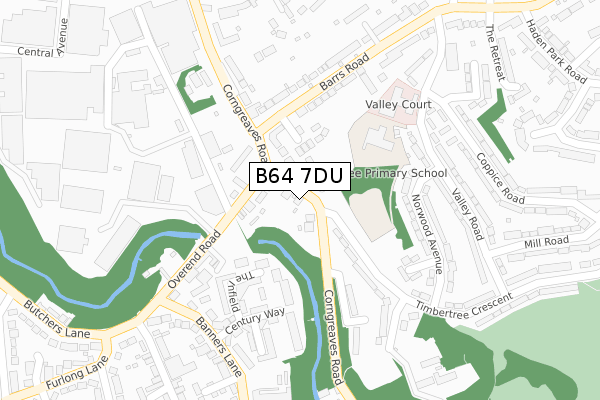 B64 7DU map - large scale - OS Open Zoomstack (Ordnance Survey)