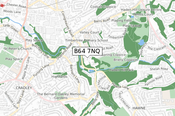 B64 7NQ map - small scale - OS Open Zoomstack (Ordnance Survey)