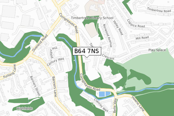 B64 7NS map - large scale - OS Open Zoomstack (Ordnance Survey)