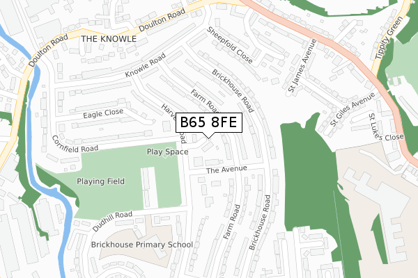 B65 8FE map - large scale - OS Open Zoomstack (Ordnance Survey)