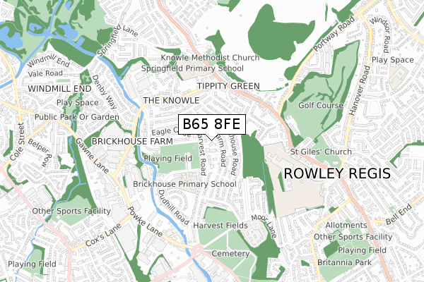 B65 8FE map - small scale - OS Open Zoomstack (Ordnance Survey)