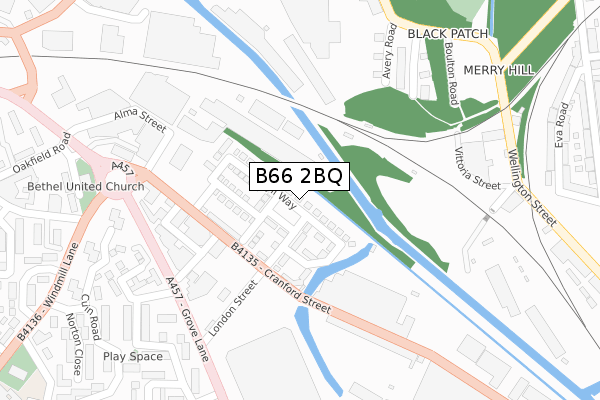 B66 2BQ map - large scale - OS Open Zoomstack (Ordnance Survey)