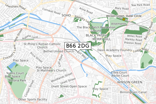 B66 2DG map - small scale - OS Open Zoomstack (Ordnance Survey)
