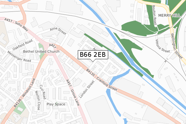 B66 2EB map - large scale - OS Open Zoomstack (Ordnance Survey)