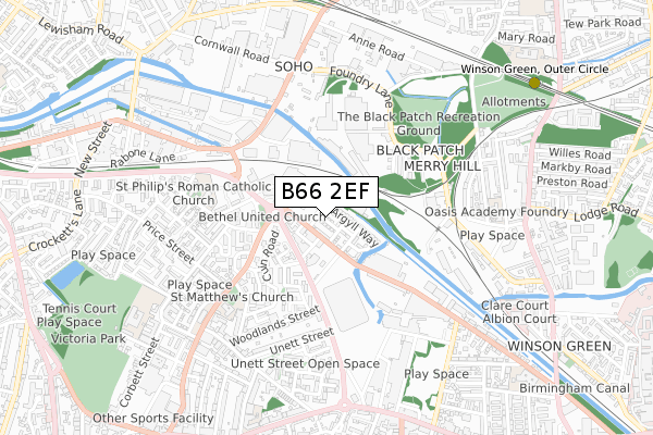 B66 2EF map - small scale - OS Open Zoomstack (Ordnance Survey)