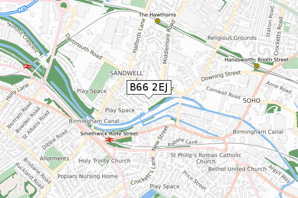B66 2EJ map - small scale - OS Open Zoomstack (Ordnance Survey)