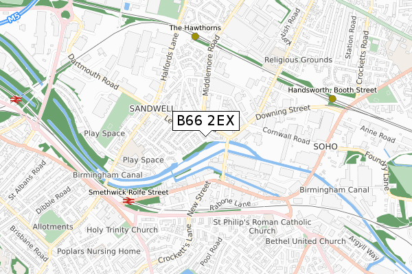 B66 2EX map - small scale - OS Open Zoomstack (Ordnance Survey)