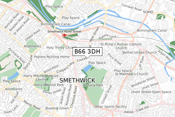 B66 3DH map - small scale - OS Open Zoomstack (Ordnance Survey)