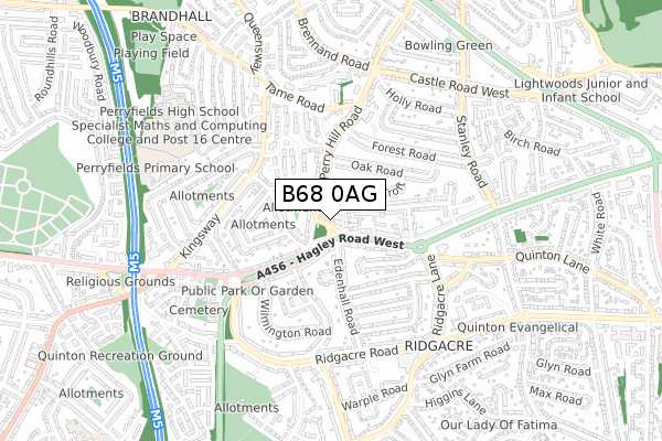 B68 0AG map - small scale - OS Open Zoomstack (Ordnance Survey)