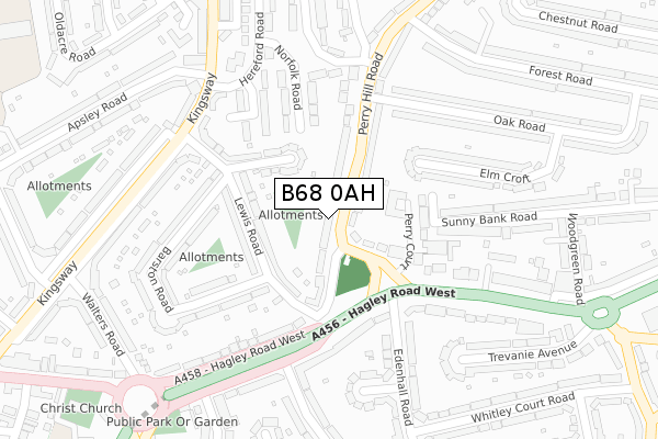 B68 0AH map - large scale - OS Open Zoomstack (Ordnance Survey)