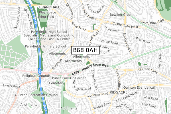 B68 0AH map - small scale - OS Open Zoomstack (Ordnance Survey)