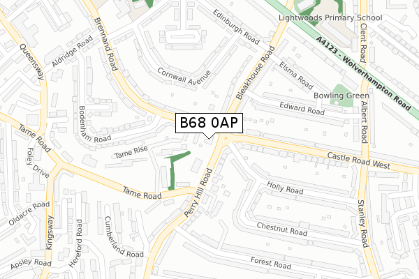 B68 0AP map - large scale - OS Open Zoomstack (Ordnance Survey)